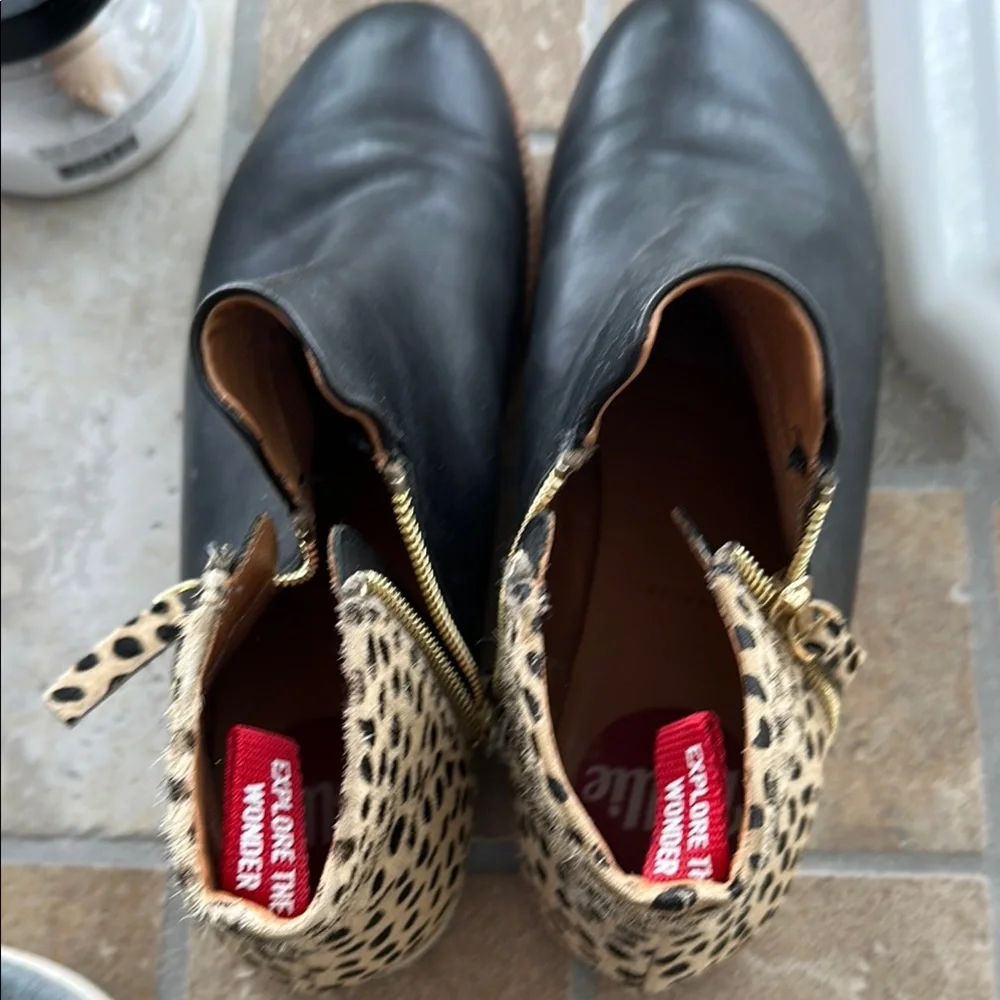 Rollie Black and Animal Print Ankle Boots - Picture 5 of 9